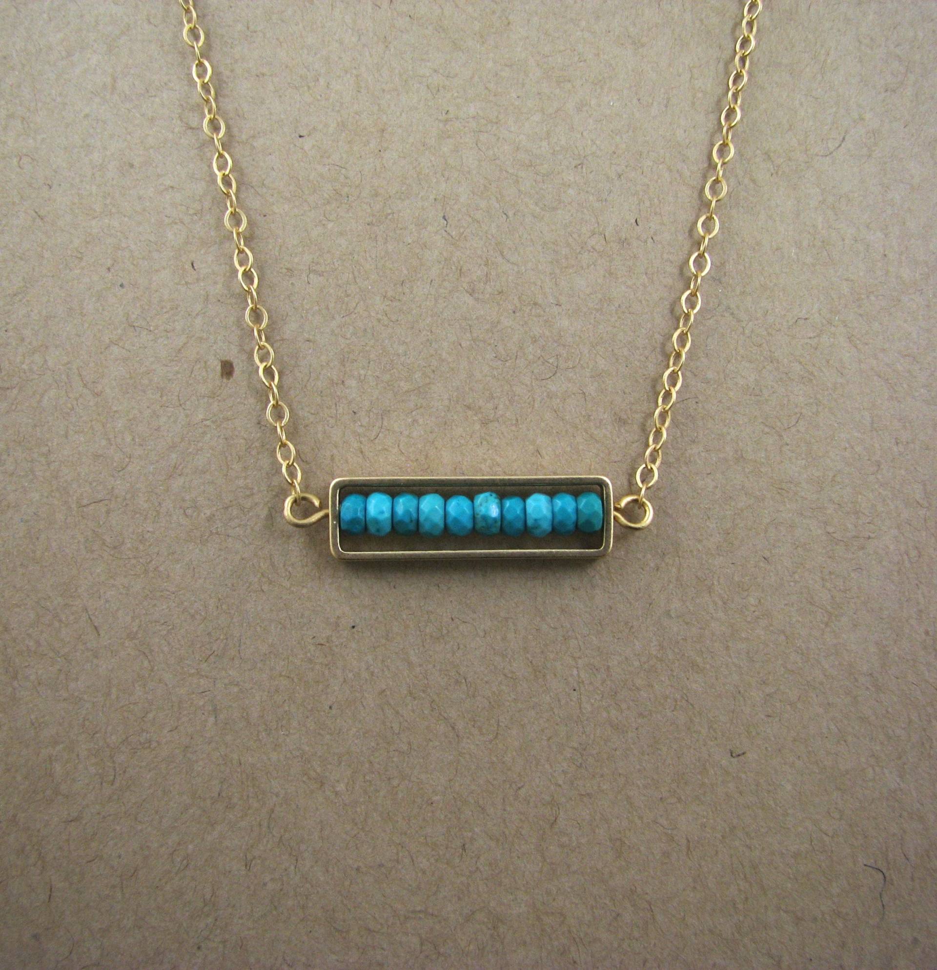 Gerahmte Echte Türkis Bar Mit Matt Gold Vergoldet Kette Gerahmte Echte Türkis Bar Mit Matt Gold Vergoldet Kette von CharmsToYouandMore