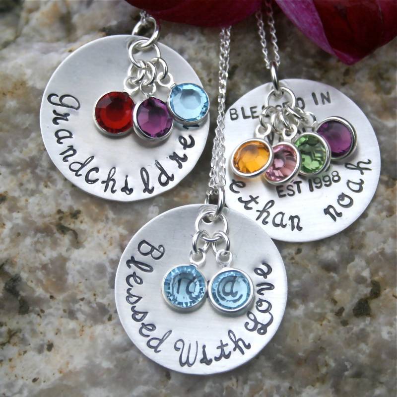 Mutter/Großmutter Nana Halskette - Sterling Silber Hand Gestempelt Große One-Inch-Scheibe von CharmsofFaith