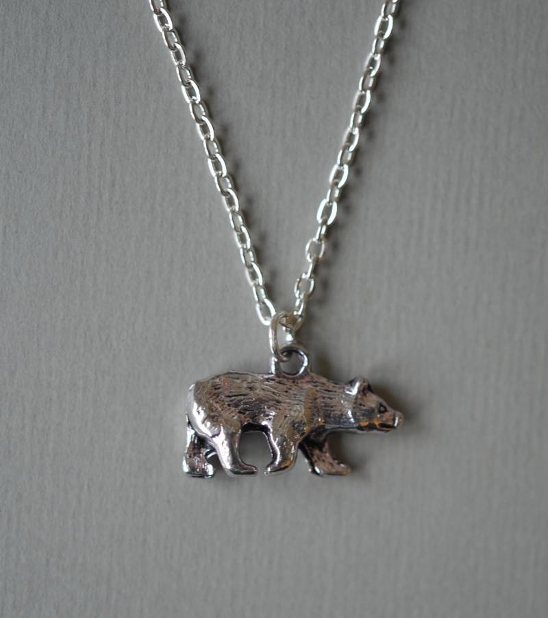 Silber Bär Charm Halskette Tier Anhänger, Personalisierter Schmuck von CharmstoreCo