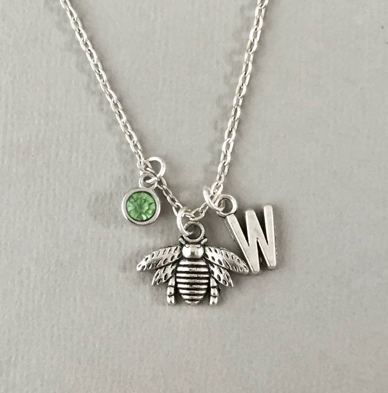 Silber Bienen Anhänger Halskette Personalisierte Insekt Schmuck Geschenk von CharmstoreCo