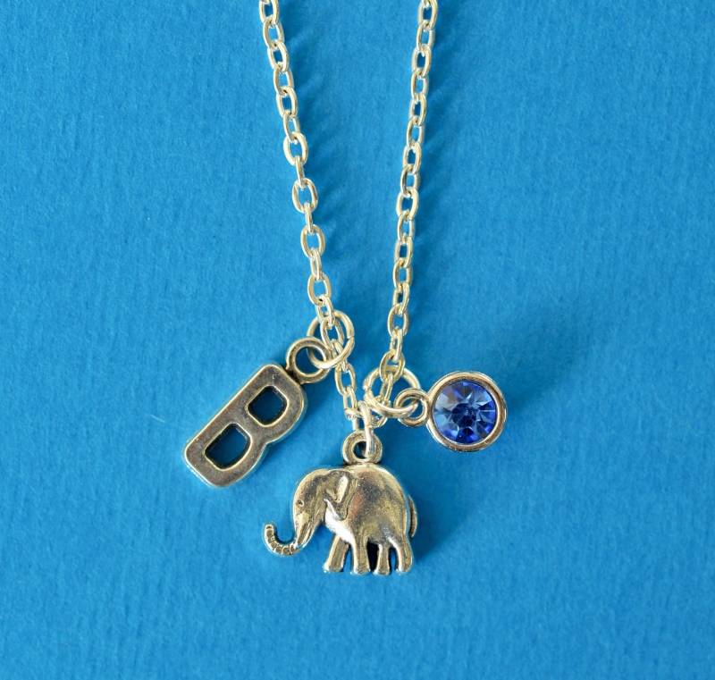 Elefant Charm Halskette Silber Tier Anhänger, Personalisierter Schmuck von CharmstoreCo