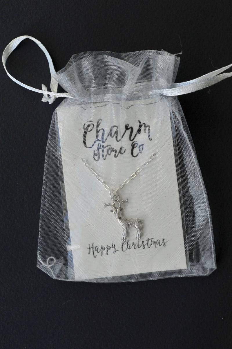 Reindeer Charm Halskette Personalisierte Initiale, Geburtsstein, Tier Schmuck von CharmstoreCo