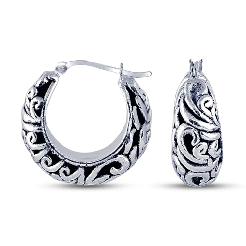 925 Sterling Silber Antik Filigran Kleine Creolen für Frauen 25MM von Charmsy Silver