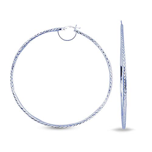 Charmsy Silver Damen Diamant-Schnitt Italian Design Große Click-Top-Band-Ohrringe 60 Silber Dc von Charmsy Silver