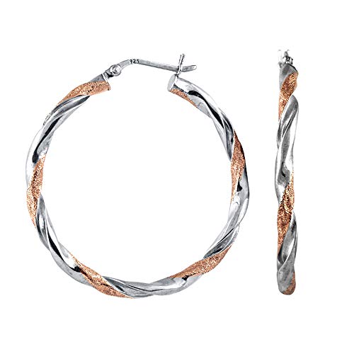 Charmsy Silver Damen zweifarbig Leichtgewichtler Italian Design Band-Ohrring 25 Charmsy Silver Damen zweifarbig Leichtgewichtler Italian Design Band-Ohrring 25 von Charmsy Silver