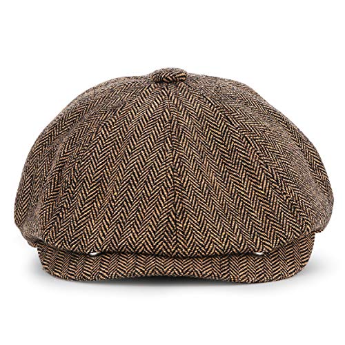 Charmylo Newsboy Stil Tellermütze Schirmmütze Herren Damen - 8 Panel Peaky Fischgräten Tweed Retro 1930s Schiebermütze Gatsby Cap Flat Hut von Charmylo