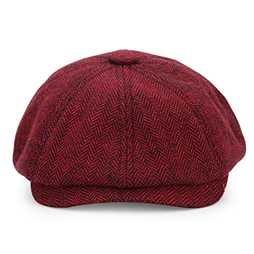 Charmylo Newsboy Stil Tellermütze Schirmmütze Herren Damen - 8 Panel Peaky Fischgräten Tweed Retro 1930s Schiebermütze Gatsby Cap Flat Hut von Charmylo