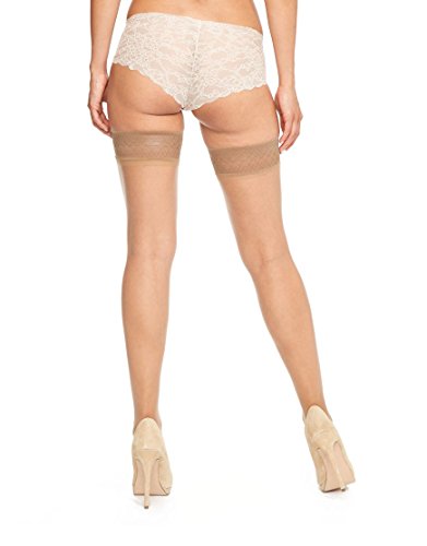 CHARNOS Damen 1PP 7 Denier Simply Bare Hold Up Halterlose Strümpfe, 7 Höhen, Beige (Naturbraun), S von Charnos