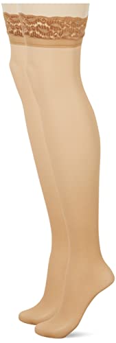 CHARNOS Damen 15 Denier Hold Ups Halterlose Strümpfe, 15 DEN, Gold (Sherry 734), Large (2er Pack) von Charnos