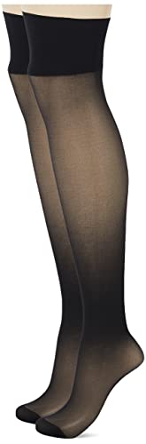 CHARNOS Damen 15 Denier Stockings Halterlose Strümpfe, 15 DEN, Schwarz (Schwarz 100), S (2er Pack) von Charnos