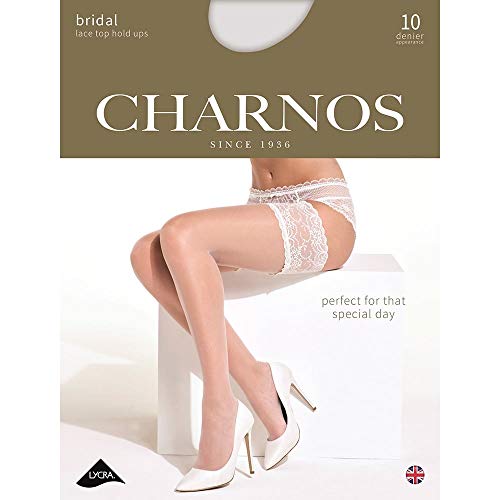 Charnos Damen Strapse mit Spitze, 1 Paar, 10 DEN, in 2 Farben - Elfenbein - Ivory - Medium von Charnos