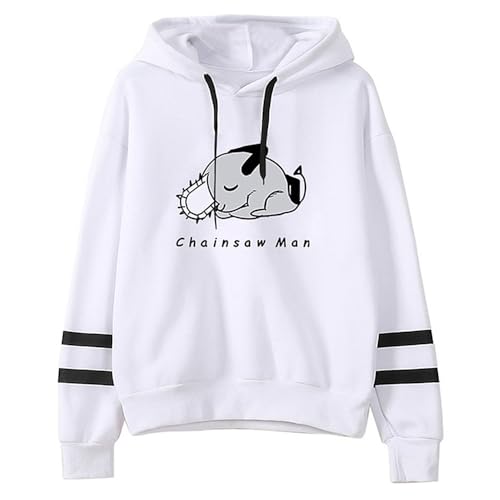 Anime Chainsaw Man Cosplay Pochita Cartoon Bar Sleeve Hoodie, lässiger Pullover für Manga-Kettensägen-Fans, Geschenk, weiß 2, M von Charous