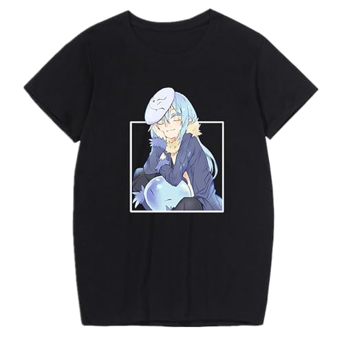 Anime Manga That Time I Got Reincarnated as a Slime, schwarze Baumwolle, Cartoon-T-Shirts für Rimuru-Schleim-Fans, Cosplay, schwarz 1, L von Charous