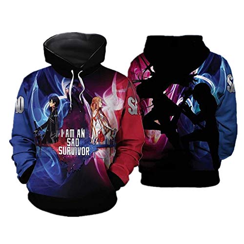 Charous Anime Schwert Kunst Online Cosplay SAO Hoodies, 2021 NEU Unisex 3D-Druck Hooded Sweatshirt für Festival Cosplay oder Geschenk verwendet von Charous