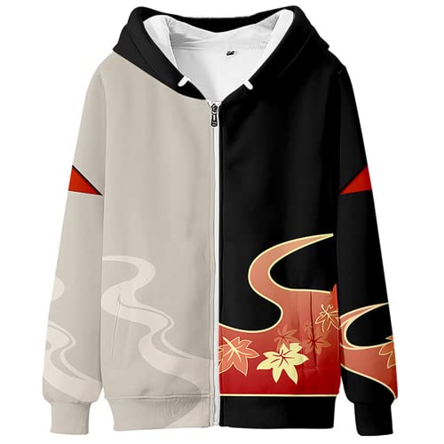 Charous Genshin Impact Cosplay Kaedehara Kazuha Hoodie, Unisex-Sweatshirt für Spiele, Cosplay oder Festival-Geschenk,Schwarz,m von Charous