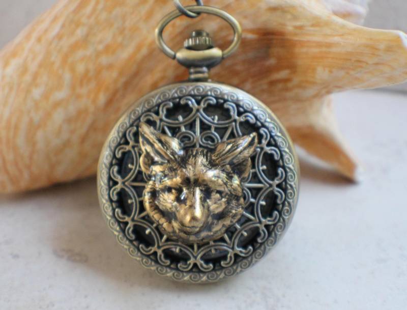 Bronze Fuchs Taschenuhr, Herren Hochzeitsgeschenk, 13 "Kette von Charsfavoritethings