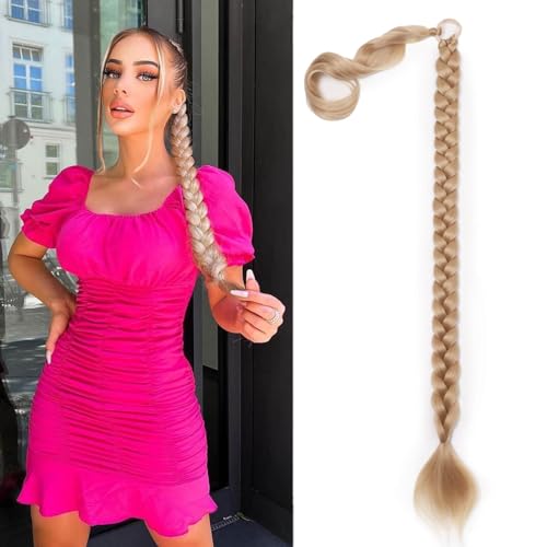 Charsun Geflochtene Pferdeschwanz-Extensions, 66 cm lang, für Frauen, gerade, mit Haarband, Pferdeschwanz-Haarverlängerung von Charsun