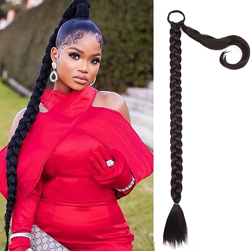 Charsun Geflochtene Pferdeschwanz-Extensions, 81,3 cm lang, für Frauen, gerade, mit Schleife, Pferdeschwanz-Haarverlängerung von Charsun