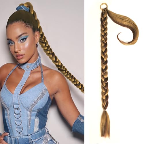 Geflochtene Pferdeschwanz-Extensions für Frauen, 81,3 cm lang, gerade, mit Schleife, Pferdeschwanz-Extensions, synthetischer Pferdeschwanz, Haarverlängerung von Charsun