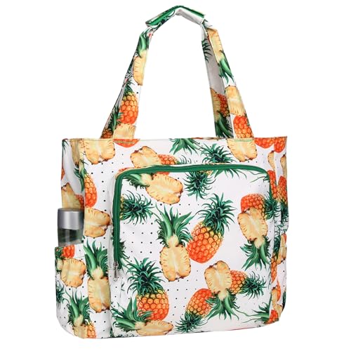 Chase Chic Strandtasche mit Reißverschluss, Große Wasserdichte Sanddicht Sommer Schwimmbad Badetasche Damen, Modischer Shopper Handtasche für Reisen(Gelbe Ananas) von Chase Chic