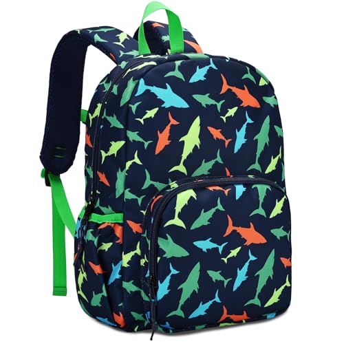 Chase Chic Kinderrucksack,Leichter Rucksack Mädchen Jungen mit Brustgurt,Vorschule Schulrucksack mit Reflektierenden Streifen, Schulranzen für Kindergarten/Schule/Reisen/Outdoor(Haie) von Chase Chic
