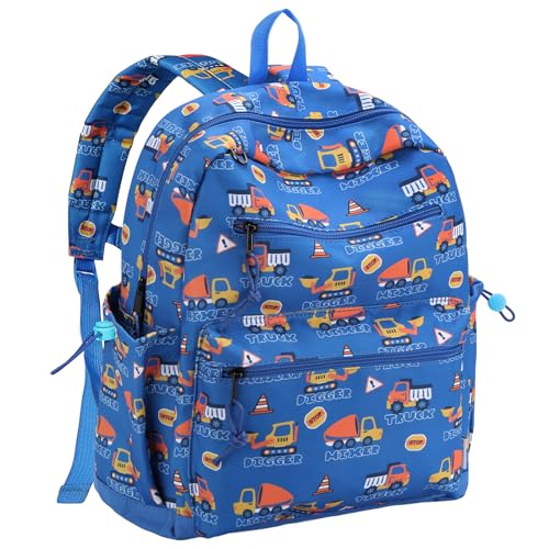 Chase Chic Kleine Rucksäcke für Jungen, 12 Zoll Vorschul-Kindergarten-Rucksack für Kinder von 2-4 Jahren, Mini-Niedlicher Kindertasche mit Brustgurt für den Kindergarten und Reisen Blauer Bagger von Chase Chic