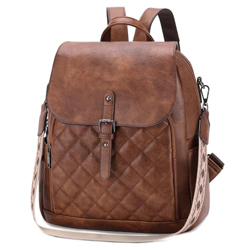 Chase Chic Rucksack Damen,Leder Anti Diebstahl Rucksack Schultertasche Damen,Wasserdicht Rucksacktasche für Reisen, Arbeit, Schule,Braun von Chase Chic
