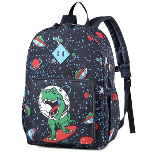 Kinderrucksack,Chasechic Wasserdicht Kleinkind Vorschule Kindergarten Büchertasche für Jungen Mädchen mit Brustgurt (Weltraum-Dinosaurier) von Chase Chic