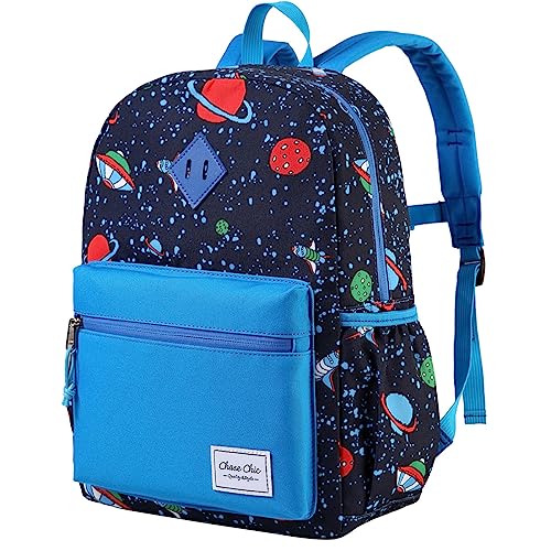 Chase Chic Kinderrucksack Jungen, Leichter und süßer Schulrucksack mit Weltraummuster und Brustgurt, Geeignet für Kinder ab 3 Jahren von Chase Chic