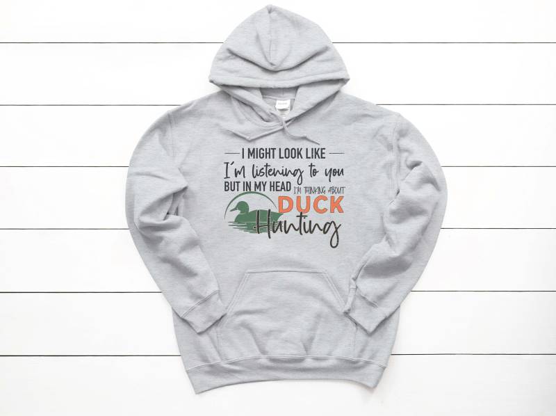 Enten Jagd Hoodie, Denken Über Jagd, Wasservögel Entenjäger Kinder Und Erwachsene Größen, Unisex Fit, Sublimated Design von ChaseMeTees