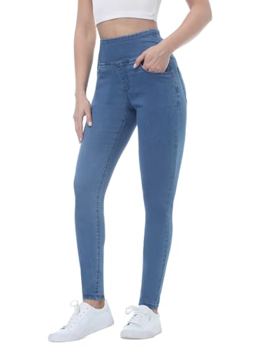 Chasehot Skinny Jeans Damen, High Waist Stretch Jeggings Damen mit 4 Taschen Jeans Leggings Damen Jeanshose zum Anziehen,Indigoblau-M von Chasehot