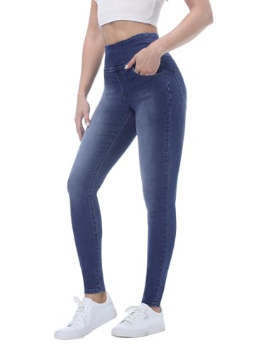 Chasehot Skinny Jeans Damen, High Waist Stretch Jeggings Damen mit 4 Taschen Jeans Leggings Damen Jeanshose zum Anziehen,Mittlere Wäsche-XL von Chasehot
