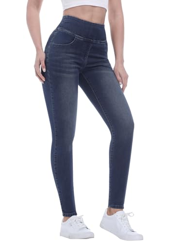 Chasehot Skinny Jeans Damen, High Waist Stretch Jeggings Damen mit 4 Taschen Jeans Leggings Damen Jeanshose zum Anziehen,Vintage Blau-XL von Chasehot