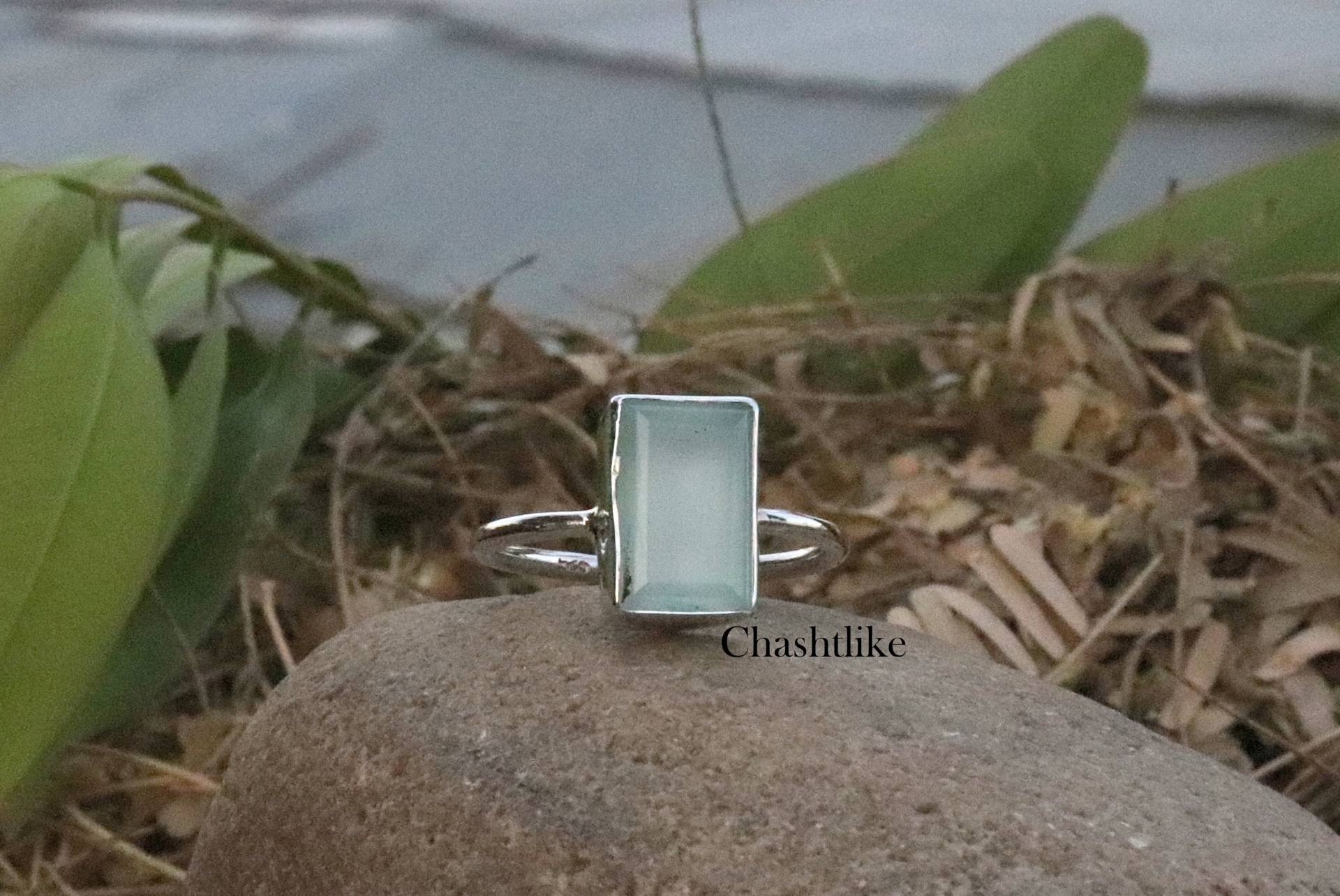 Aqua Chalcedon Ring - 925 Silber Hochzeit Einfacher Geschenk Für Sie Schmuck von Chashtlike