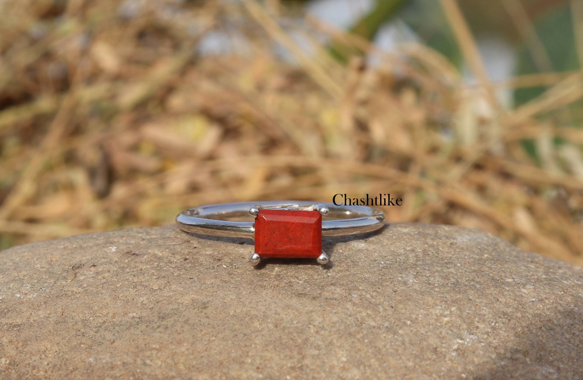 Jaspis-Ring - Natürlicher Roter 925Er-Silberring Handgefertigter Jaspis-Edelstein-Ring Geschenk Für Sie Cabochon-Jaspis-Ring Jaspis-Schmuck von Chashtlike