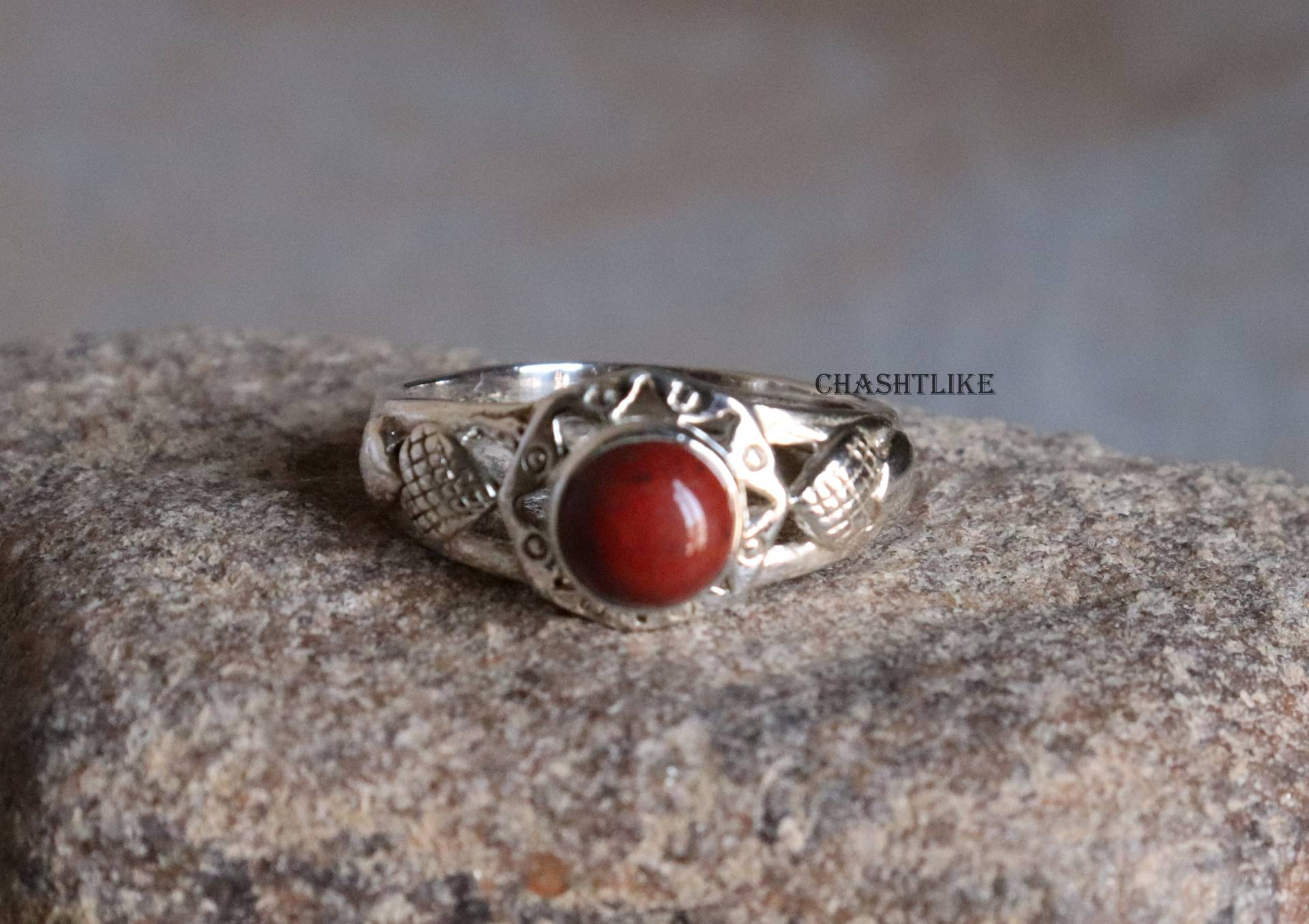 Jaspis Ring - Natürlicher Roter 925 Silber Handgemachter Edelstein Geschenk Für Sie Cabochon Schmuck von Chashtlike