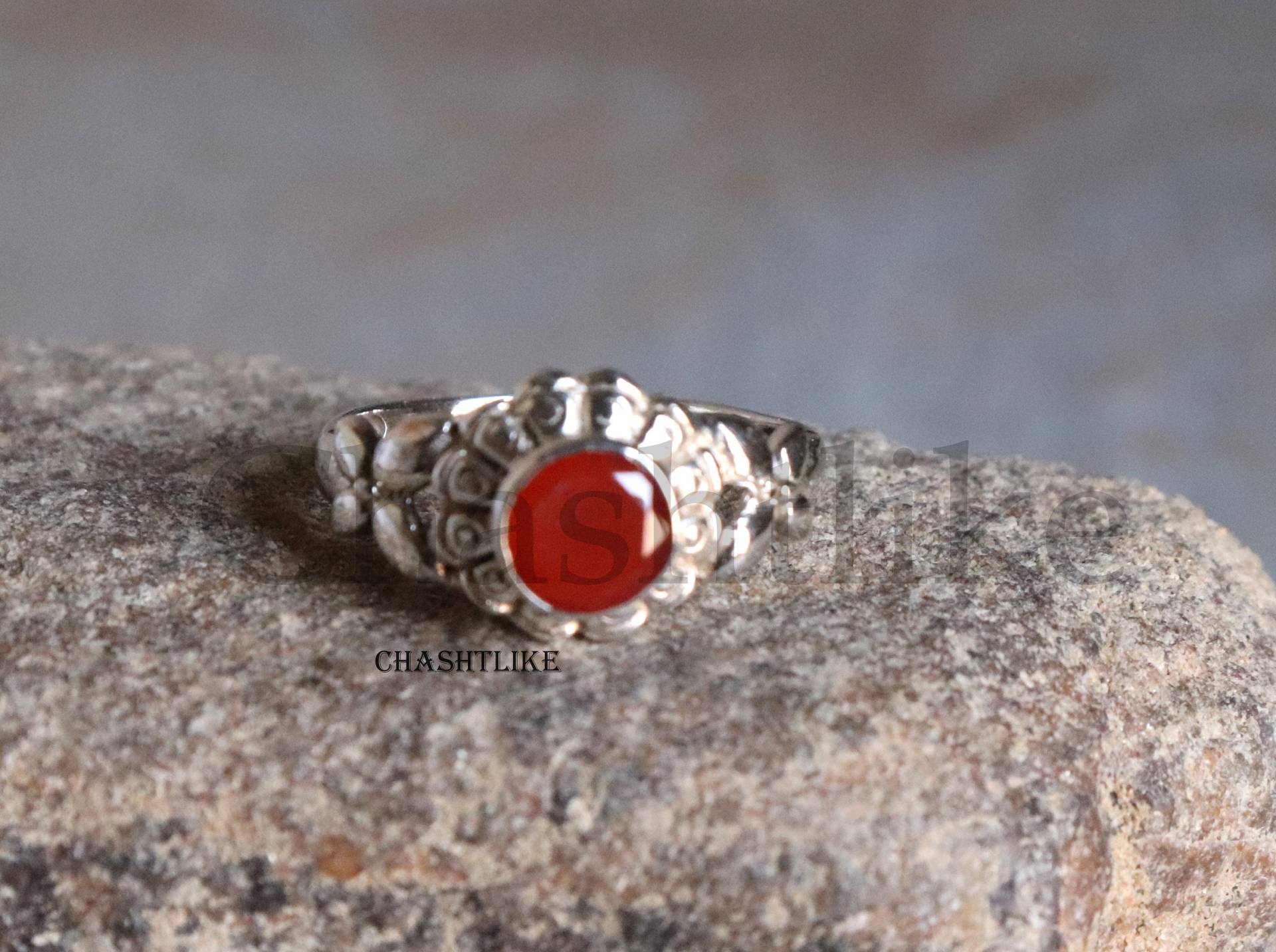 Natürlicher Karneol-Ring - 925 Silber Edelstein-Ring Handgefertigter Stein-Sterling-Silber-Ring Geschenkring von Chashtlike