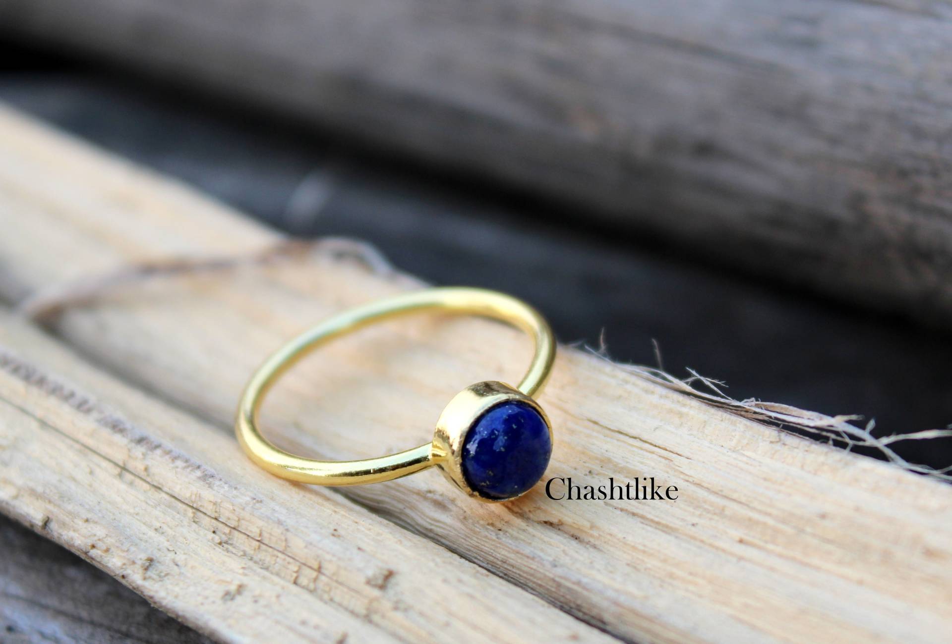 Natürlicher Lapis Ring - Lazuli 925 Sterling Silber Einfacher Blauer Goldring Ehering Geschenk An Sie von Chashtlike