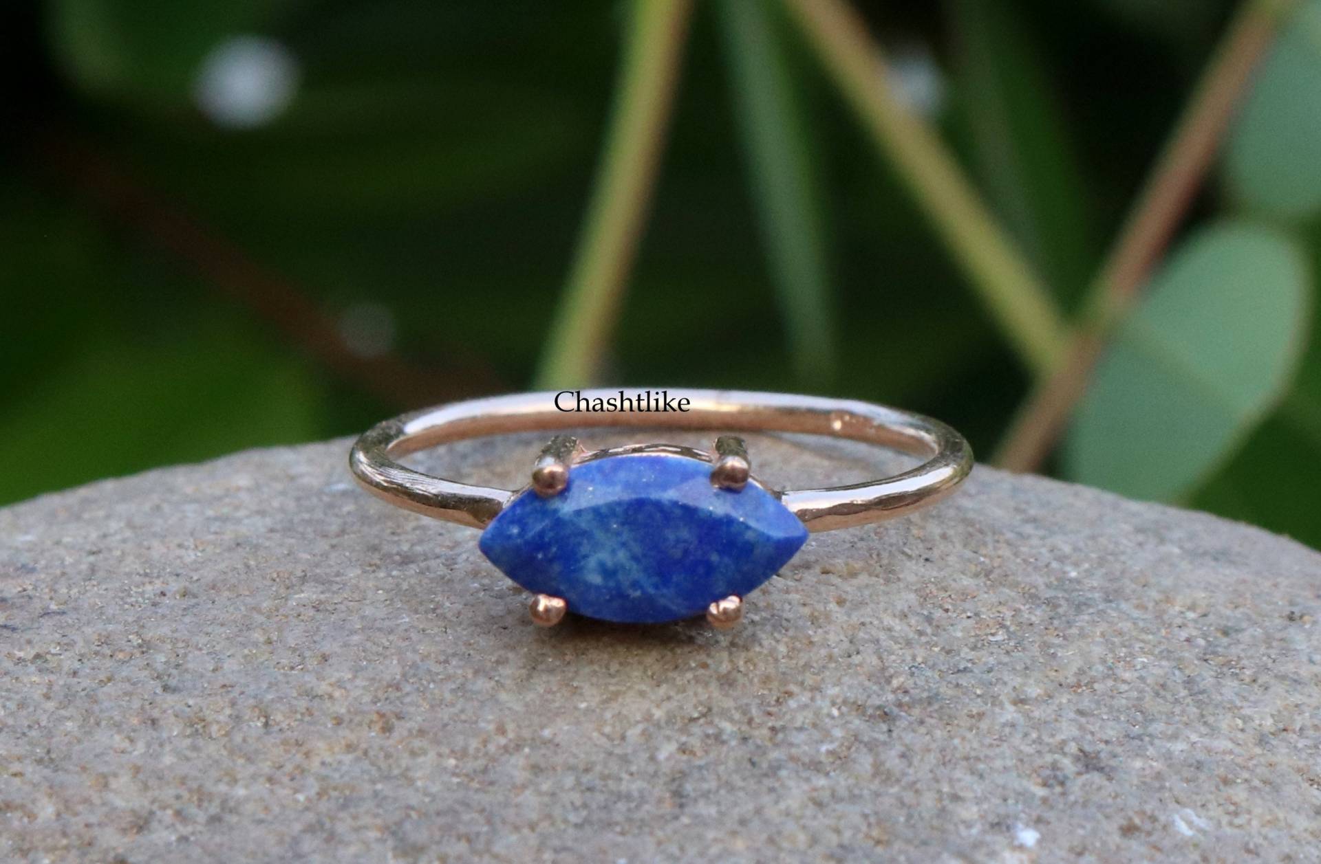 Natürlicher Lapisring - Lapislazuli-Ring 925 Sterling Silber Ring Blauer Roségoldring Ehering Geschenk An Sie von Chashtlike