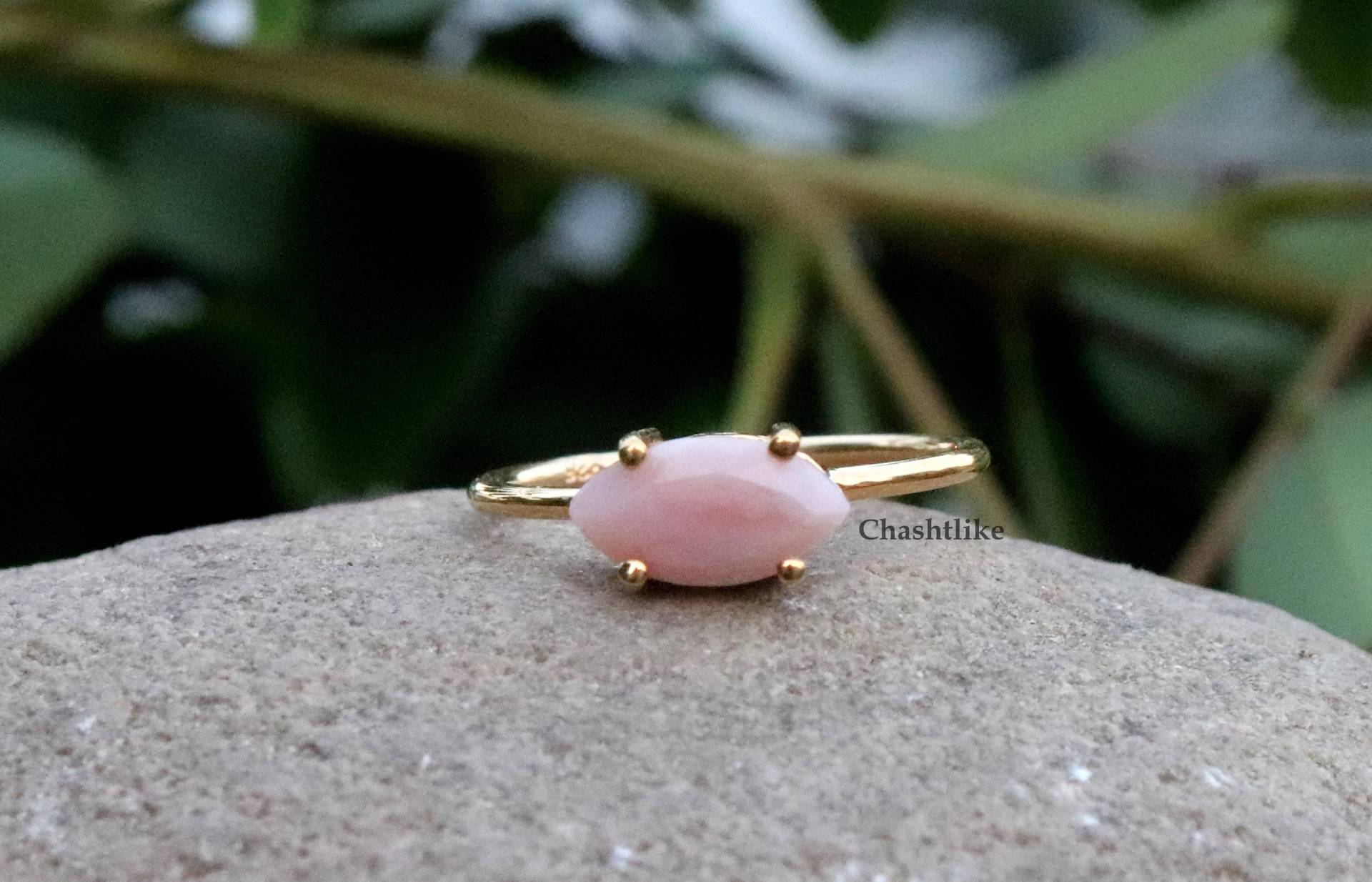Natürlicher Pink Opal Ring - 925Er Silber Prong Gold Multi Feuer Handgemachter Schmuck von Chashtlike