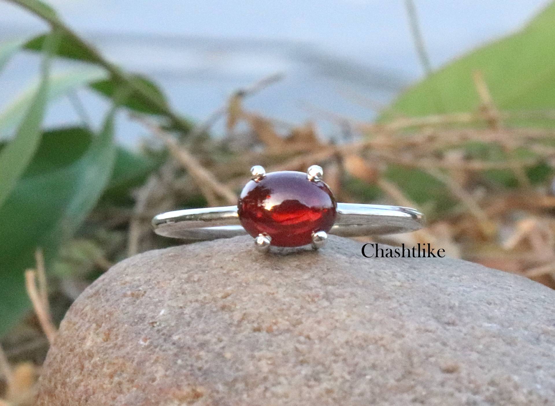 Natürlicher Roter Granat-Ring - 925Er Silber-Granat-Ring Roségold-Krappenring Granatstein-Schmuck Januar-Geburtsstein-Ring Geschenk Für Sie von Chashtlike