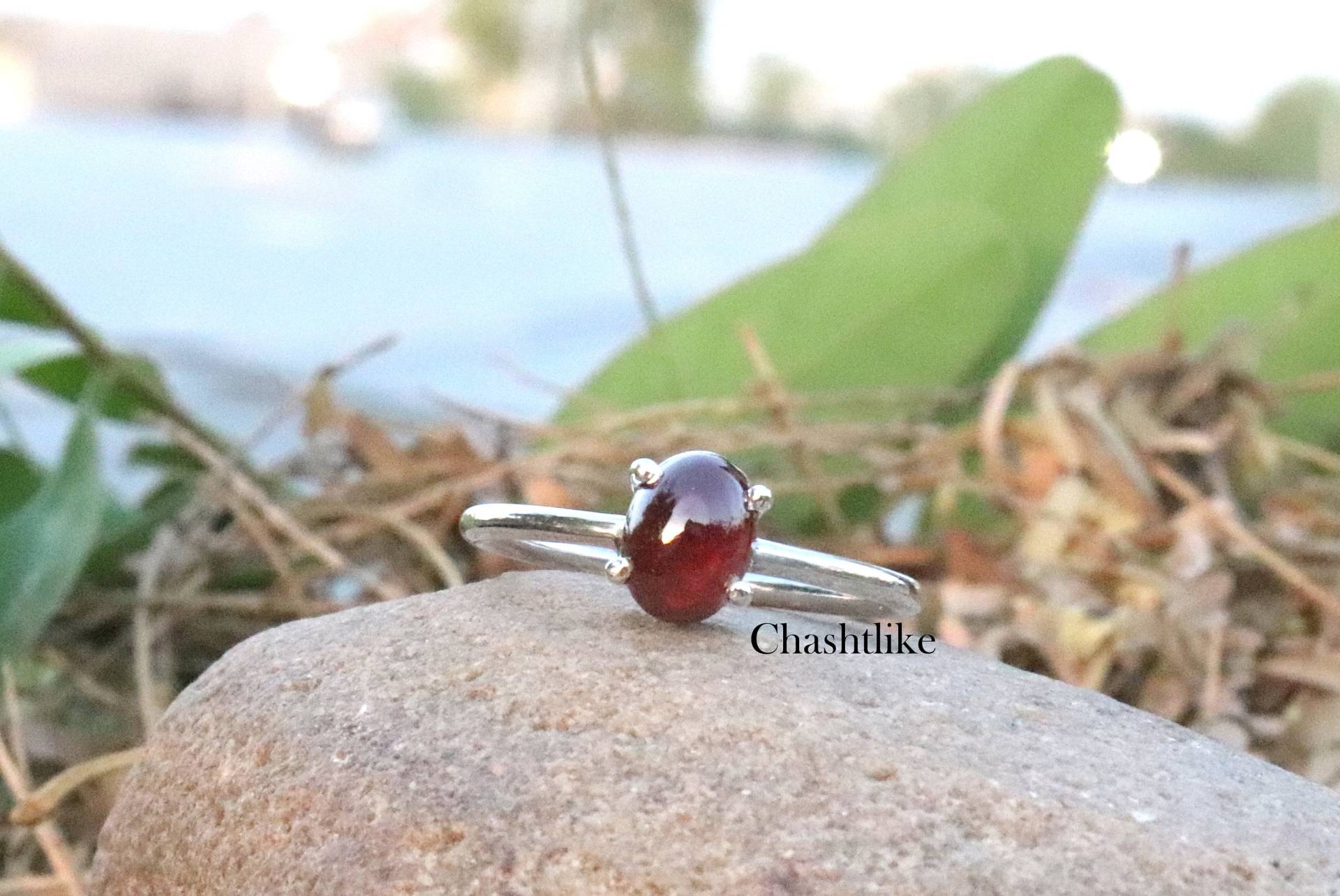 Natürlicher Roter Granat-Ring - 925Er Silber-Granat-Ring Roségold-Krappenring Granatstein-Schmuck Januar-Geburtsstein-Ring Geschenk Für Sie von Chashtlike