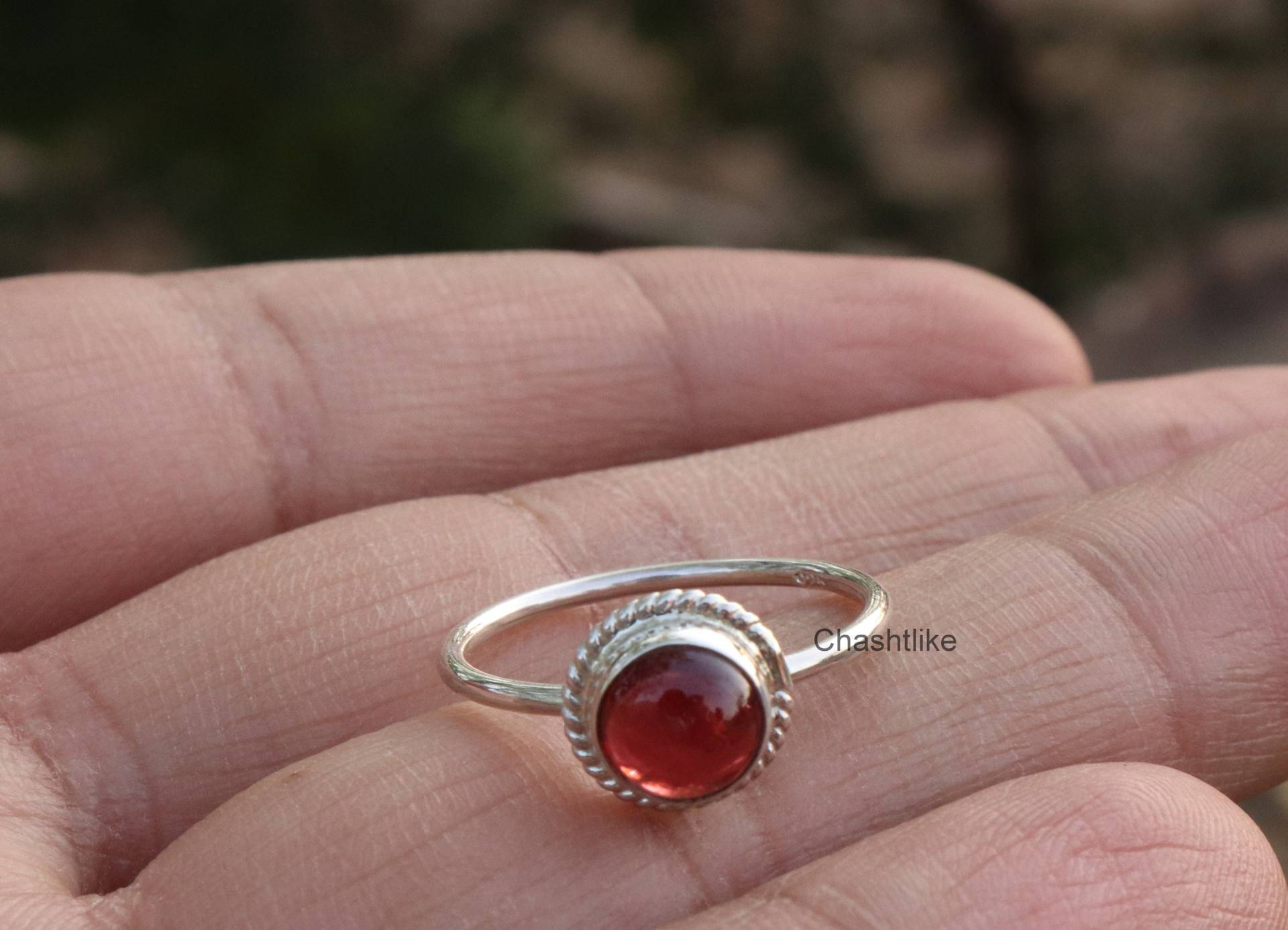 Roter Granat-Ring - 925 Silber Granat-stein-Ring Handgefertigter Granat-Cabochon-stein-Schmuck Geburtsstein-Ring Geschenk Für Sie von Chashtlike