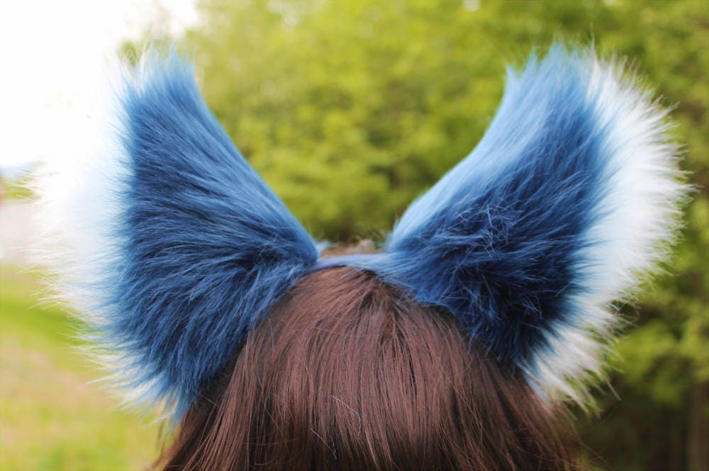 Jede Farbe Extra Große Und Flauschige Wolf Fuchs Katze Therian Ohren Cosplay von ChasingTailsWorkshop