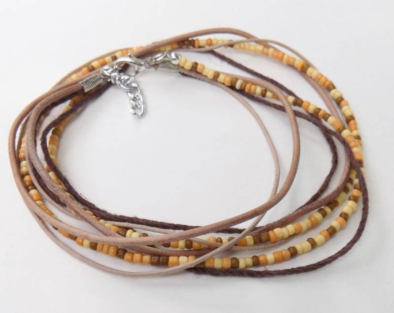 Boho Leder, Hanf Und Wrap-Perlen Armband - Natürliche Beachy Braune Perle Erdigen Seil Mehrere Wrap von ChathamsCrossing