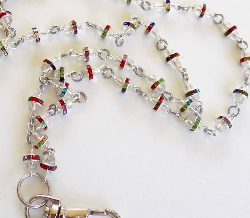 Funkelnde Strass Perlen Schlüsselband - Bunt Und Hübsch Id Badge Großer Lehrer Geschenk von ChathamsCrossing