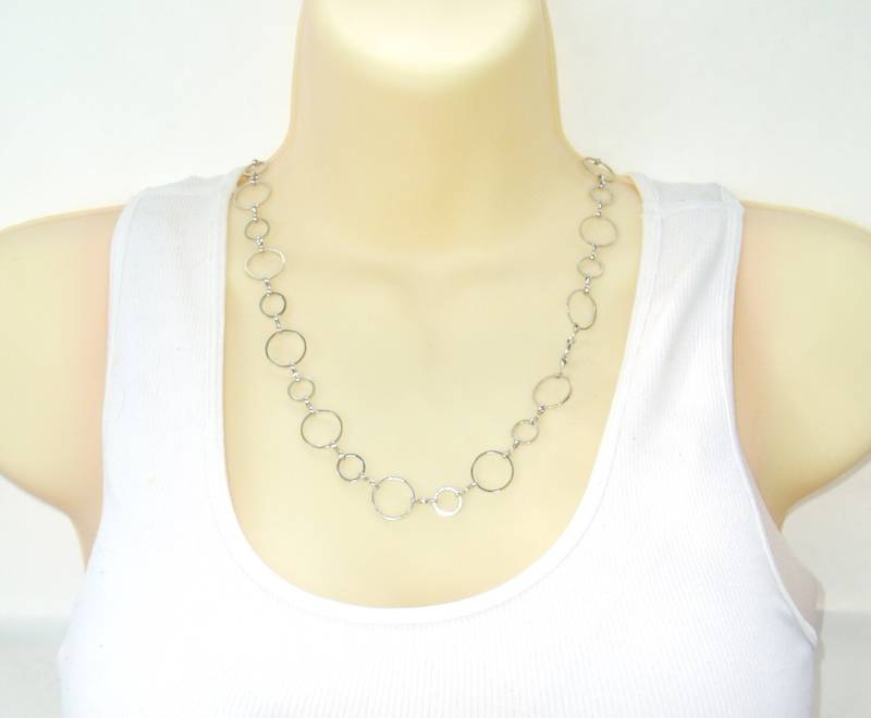 Silberkette - Classic Silber Runde Metal Hoop Halskette von ChathamsCrossing