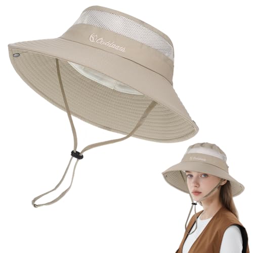 ChauLanBow Sonnenhut Damen Sombrero Fischerhut Herren für Dschungelcamp Strohhut Gärtner Anglerhut Tropenhut Summer Safari Hut Faltbar Mesh Breite 55–60 cm Geeignet zum Wandern(Weiß) von ChauLanBow