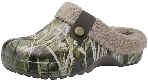 ChayChax Damen Clogs Gefüttert Herren Winter Hausschuhe Wasserdicht Warme Pantoffeln Plüsch Pantoletten Rutschfeste Outdoor Winterschuhe, Khaki, 44/45 EU = Hersteller 46/47 von ChayChax