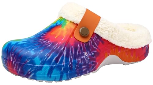 ChayChax Damen Clogs Gefüttert Herren Winter Hausschuhe Wasserdicht Warme Pantoffeln Plüsch Pantoletten rutschfeste Outdoor Winterschuhe, Mehrfarbig, 37/38 EU von ChayChax